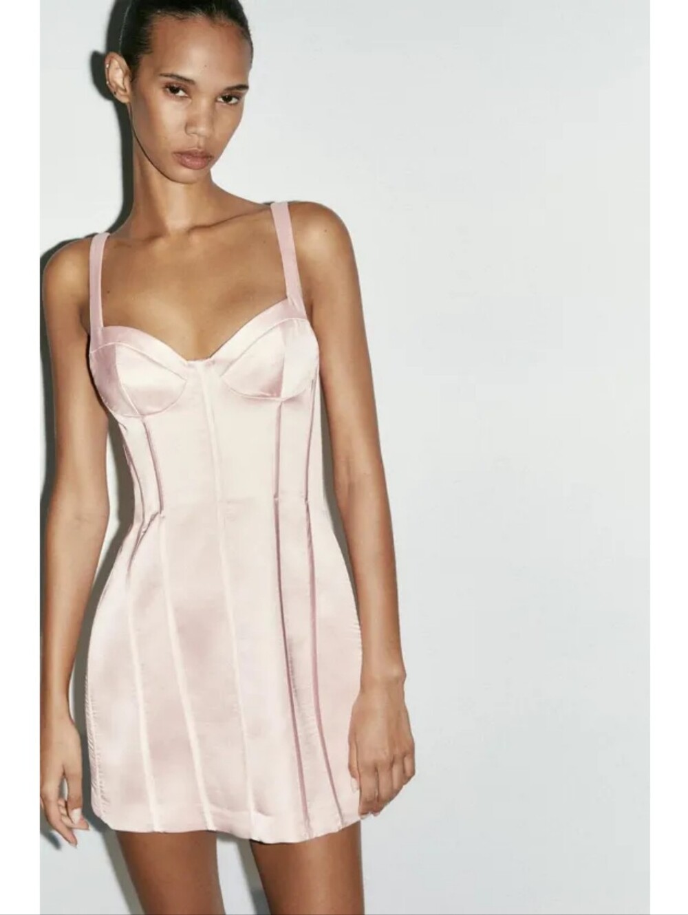 Zara Satin Pink Corset Mini Dress